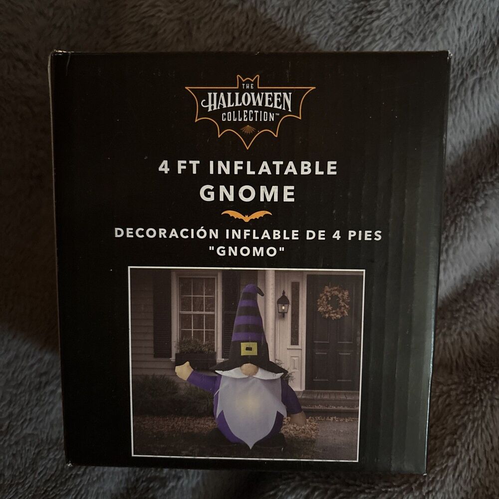 NIB 4 FT Inflatable Light Up Gnome Purple Halloween Collection Outdoor Indoor